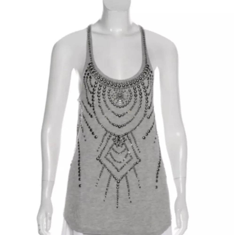 Haute Hippie Embroidered Top Grey